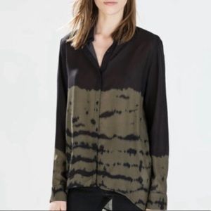 Zara Green & Black Tie Dye Shirt